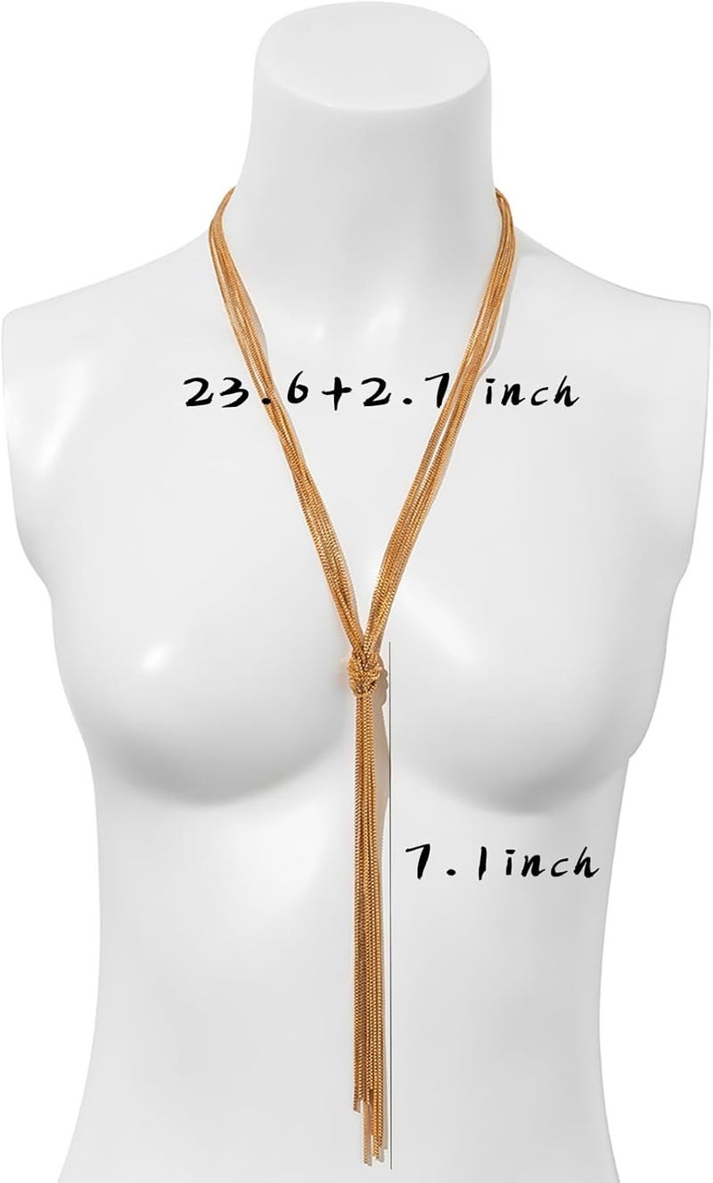 IFKM Long Gold Necklace for Women Dainty Lariat Gold Necklaces 14k Gold Plated Twist Snake Chain Y Necklace Simple Charm Trendy Jewelry Women Girls Gifts - Image 4